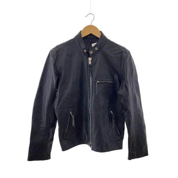 FREEDOM◆シングルライダースジャケット/40/レザー/BLK/無地