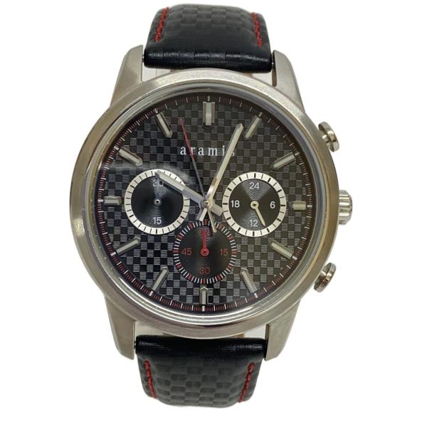 ARAMIS◆クォーツ腕時計/アナログ/レザー/BLK/BLK/CAL-JS20