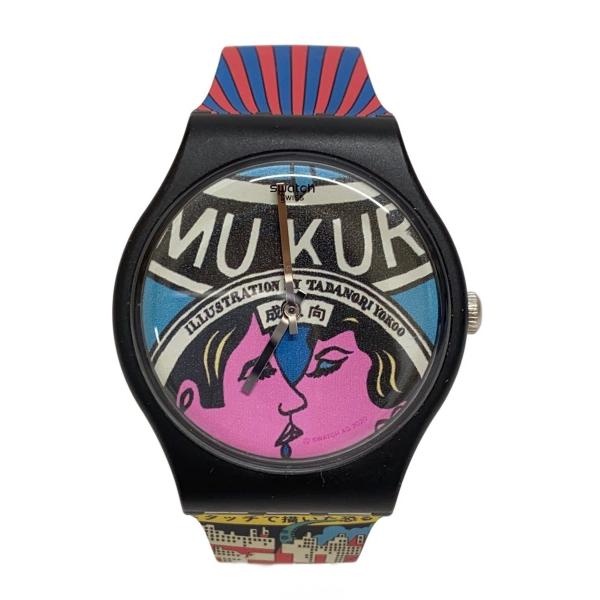 SWATCH◆クォーツ腕時計/アナログ/ラバー/BLU/マルチカラー//