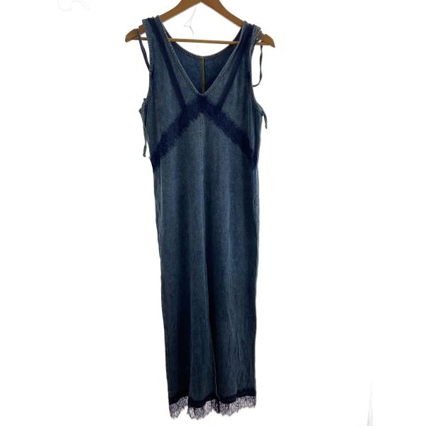 AMERI◆MEDI 2WAY DENIM LIKE LACE DOCKING DRESS/キャミワ...