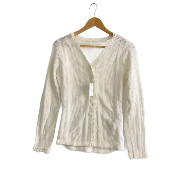 AMERI◆UND PIN TUCK LACE LIKE KNIT TOP/FREE/ナイロン/WH...