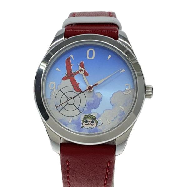 ALBA◆腕時計/アナログ/レザー/BLU/RED/紅の豚30周年限定モデル/043/900本限定