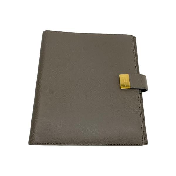 SMYTHSON◆A5ノートホルダー(システム手帳)/レザー/GRY/メンズ