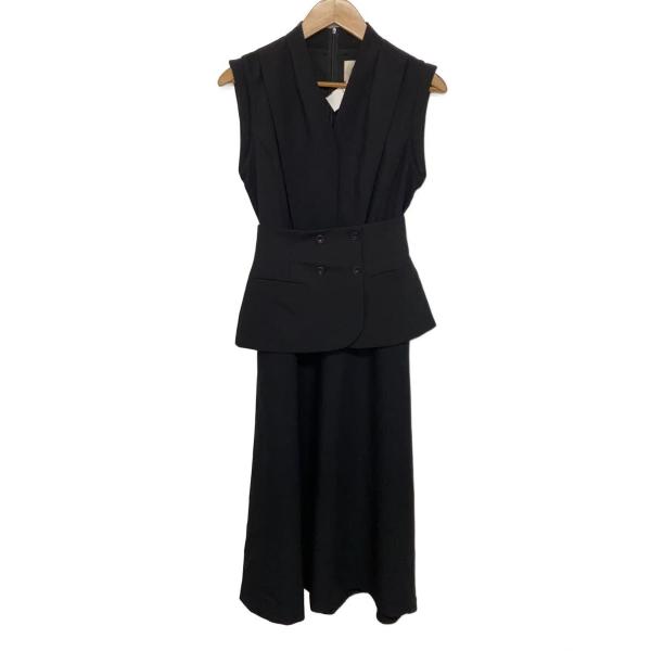AMERI◆22SS/SHOULDER PADDED PEPLUM DRESS/S/ポリエステル/B...
