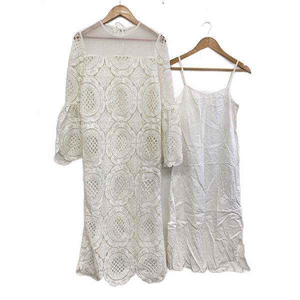 AMERI◆長袖ワンピース/S/ポリエステル/WHT/0225105330640