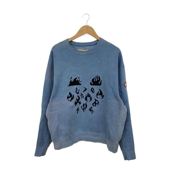 C.E(CAV EMPT)◆25SS/FLARE CREW NECK SWEAT/L/コットン/BL...