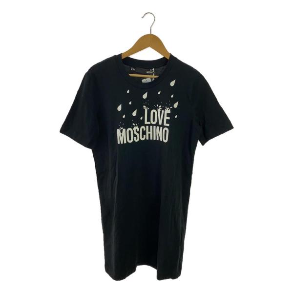LOVE MOSCHINO◆Spellout T Shirt/44/コットン/BLK/CZ12805...