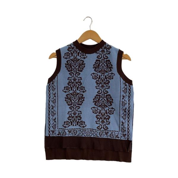 AMERI◆ニットベスト(薄手)/FREE/レーヨン/BLU/総柄/02310180510