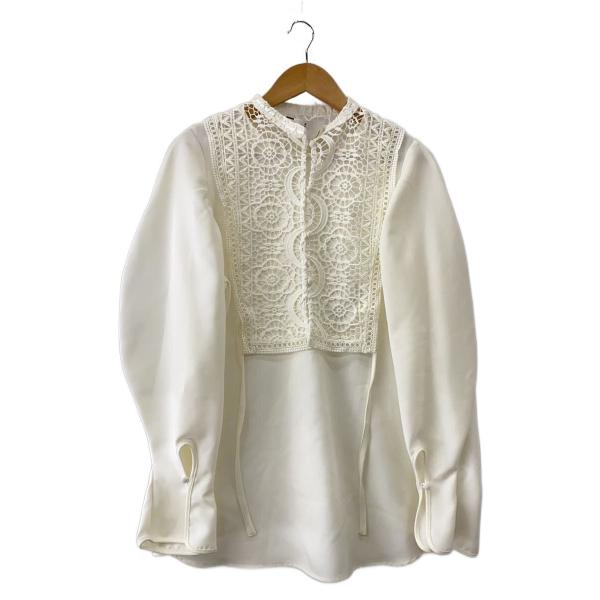 AMERI◆CHEMICAL LACE VEST WITH BLOUSE長袖ブラウス/FREE/WH...