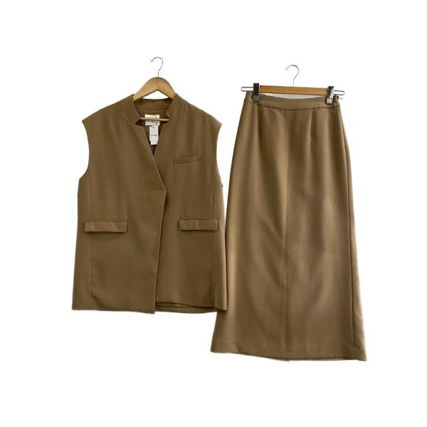 AMERI◆OTONA WRAP VEST SET U/セットアップ/M/ポリエステル/BEG/無地...