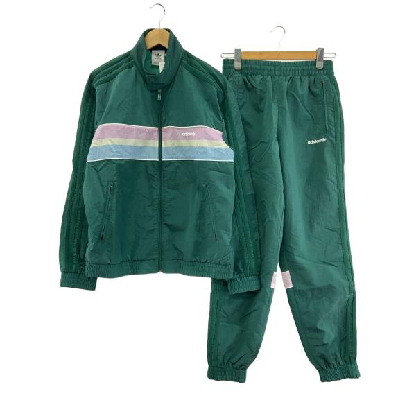 adidas◆80sナイロンアーカイブスリーストライプセットアップ/L/ポリエステル/GRN/JC6...