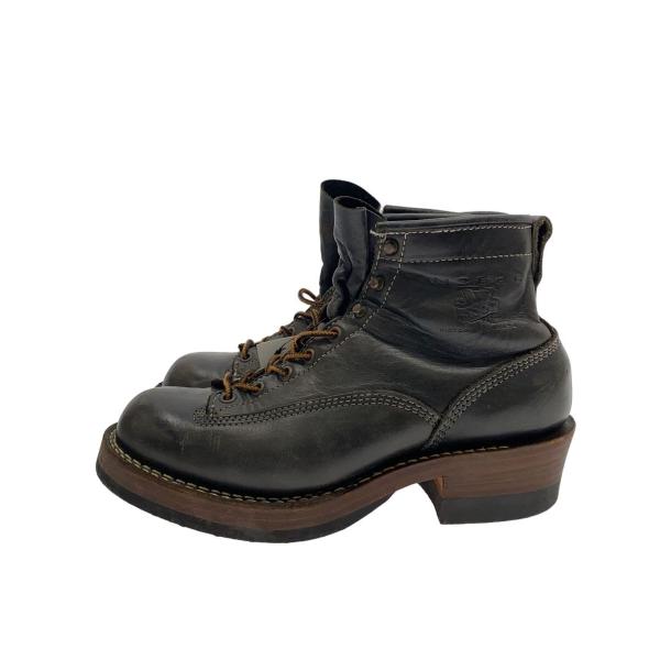 VIBERG◆レースアップブーツ/履きジワ/傷変色ソール減り有/BRW/レザー//