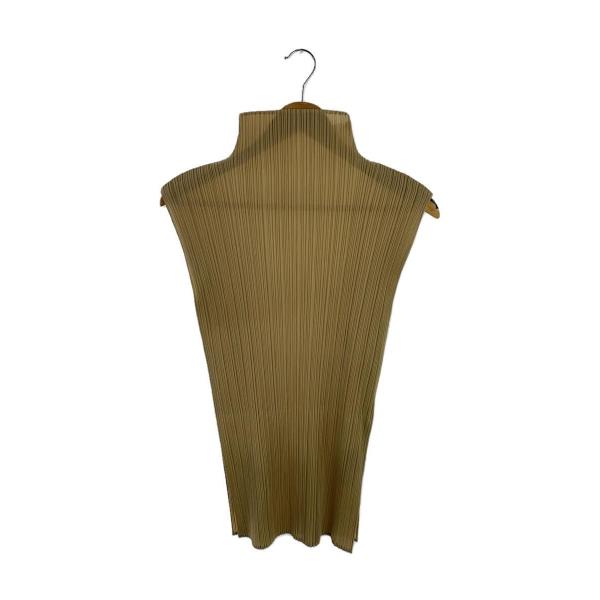 PLEATS PLEASE ISSEY MIYAKE◆ノースリーブブラウス/3/ポリエステル/BEG...