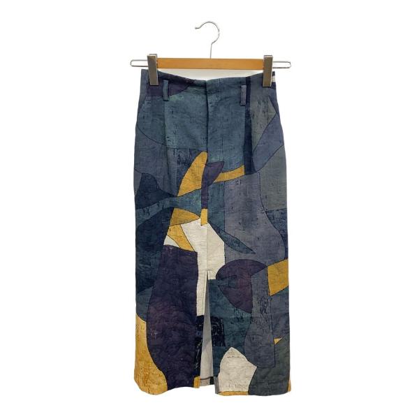 AMERI◆MEDI MURAL I LINE SKIRT/ロングスカート/S/ポリエステル/マルチ...
