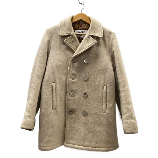 Schott◆ピーコート/--/ウール/BEG/無地/usa製/80s〜