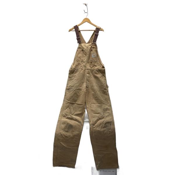 Carhartt◆80s/USA製/オーバーオール/36/コットン/BEG/無地//