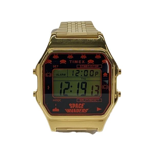 TIMEX◆クォーツ腕時計/デジタル/ステンレス/BLK/GLD/SS/TW2V30100/SPAC...