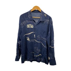 Porter Classic◆長袖シャツ/S/レーヨン/NVY/総柄/P.C ALOHA LONG SHIRT//