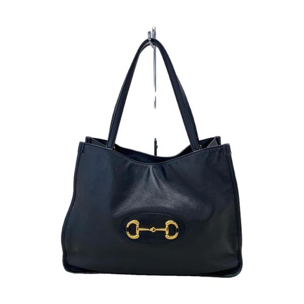 GUCCI◆ホースビット/623694/トートバッグ/レザー/BLK/内側汚れ有/表面傷有