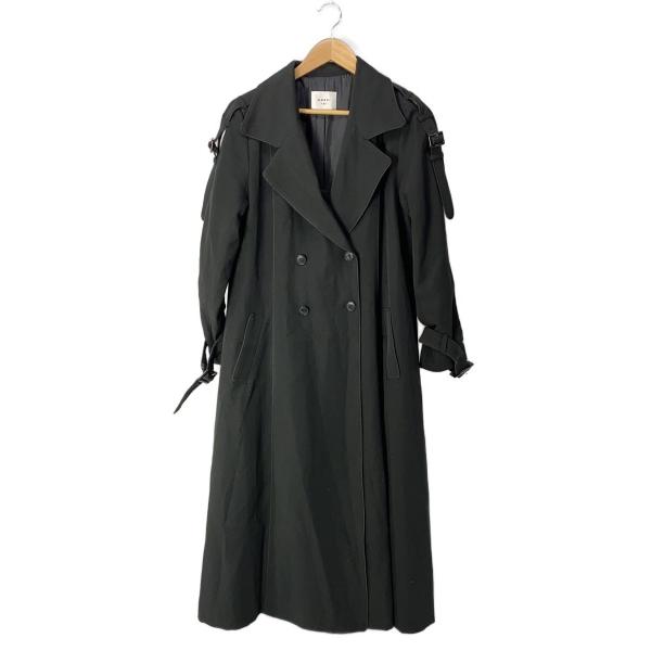 AMERI◆PASSCODE LINE COAT/トレンチコート/M/ポリエステル/BLK/無地//