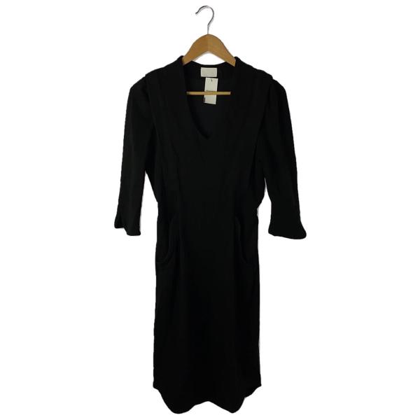 mame kurogouchi◆ジャージードレス/長袖ワンピース/2/アクリル/BLK/無地/MM1...
