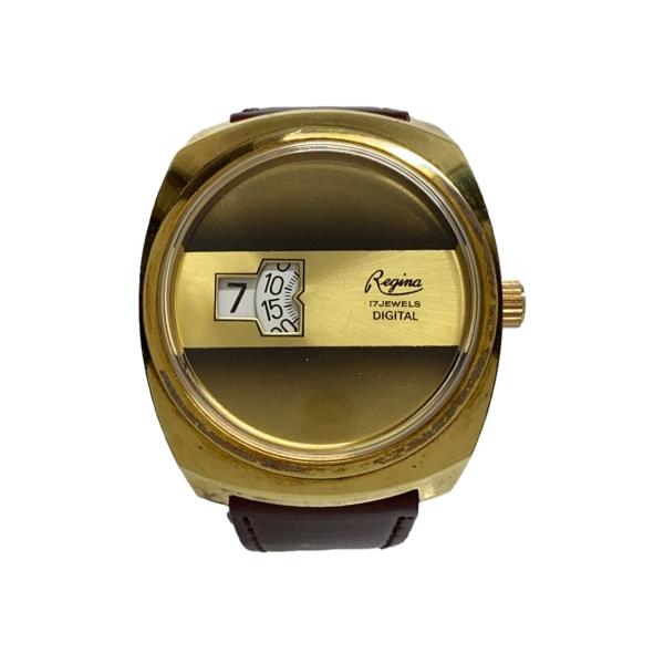 REGINA/手巻腕時計/デジタル/ステンレス/WHT/BRW/SS