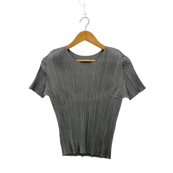 PLEATS PLEASE ISSEY MIYAKE◆半袖カットソー/4/ポリエステル/GRY/無地...
