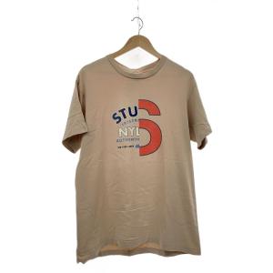 STUSSY◆Tシャツ/L/コットン/BEG/無地//