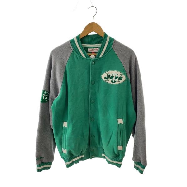 mitchell&amp;ness◆スタジャン/L/コットン/スウェット/グリーン/NFL ニューヨーク J...