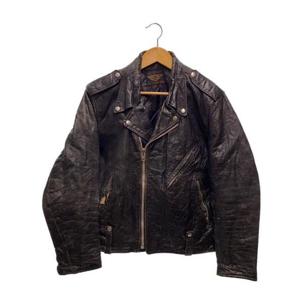 HARLEY DAVIDSON◆50s/ダブルライダースジャケット/レザー/BLK/状態考慮//
