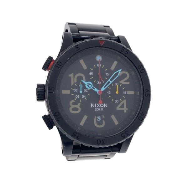 NIXON◆腕時計/アナログ/ステンレス/BLK/BLK/チタン/48-20