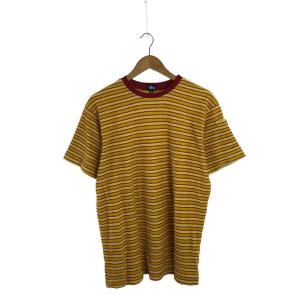 STUSSY◆パイルTシャツ/M/90s/コットン/YLW/ボーダー//OLD