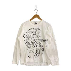 STUSSY◆ロンT/M/コットン/WHT