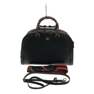 GUCCI◆ボストンバッグ/レザー/BLK/無地/705373