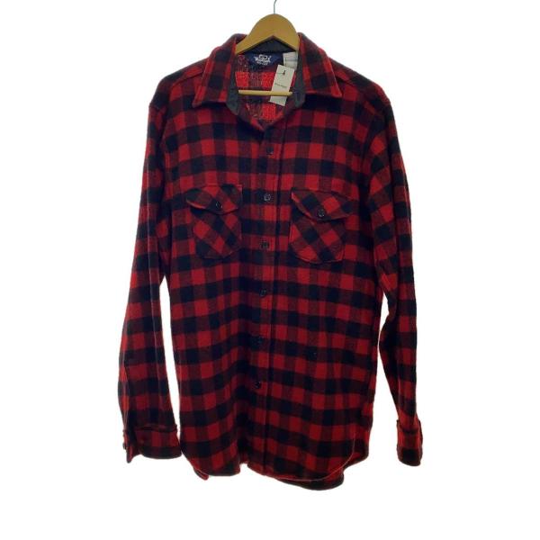 Woolrich◆80s/三角タグ/ウールシャツ/L/RED/バッファローチェック/MADE IN ...