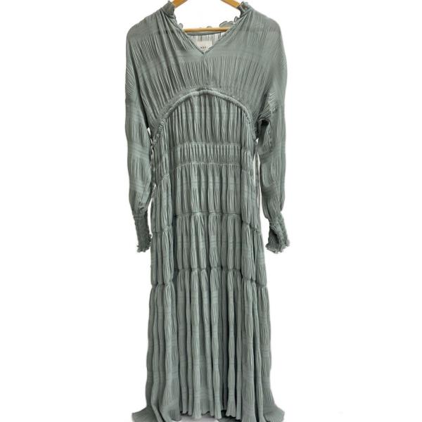 AMERI◆長袖ワンピース/S/ポリエステル/グリーン/無地/01010520880