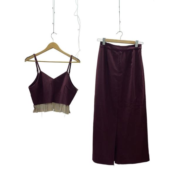 AMERI◆セットアップ/M/ポリエステル/ボルドー/無地/02220530730