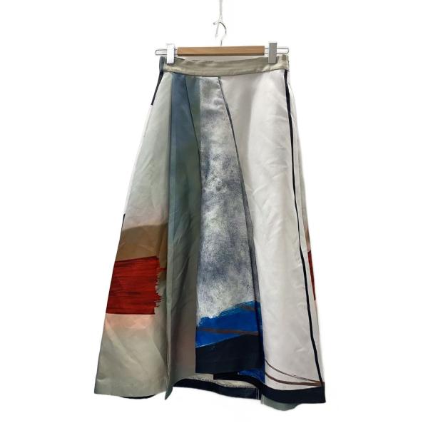 AMERI◆MEDI DRAWING UNEVEN SKIRT/--/コットン/ホワイト/総柄/02...