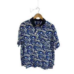STUSSY◆coral pattern shirts/半袖シャツ/L/レーヨン/BLU