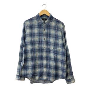 STUSSY◆MATTHEW PRINTED SHIRT/長袖シャツ/S/コットン/BLU/チェック/1110336