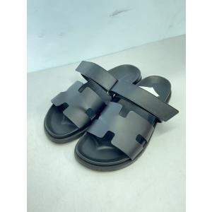 HERMES◆サンダル/43/BLK/レザー//の詳細画像1