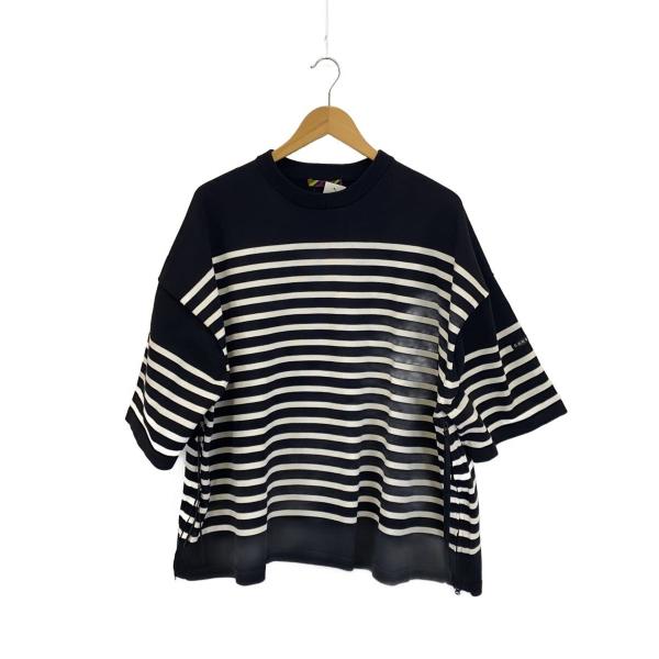 IS-NESS◆カットソー/L/コットン/BLK/ボーダー/1007KNIT02//