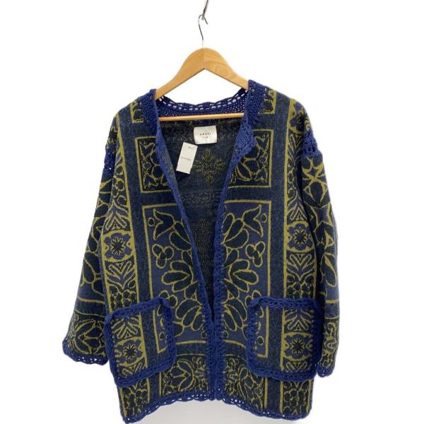 AMERI◆RUG PATTERN KNIT JACKET/ジャケット/FREE/アクリル/マルチカ...