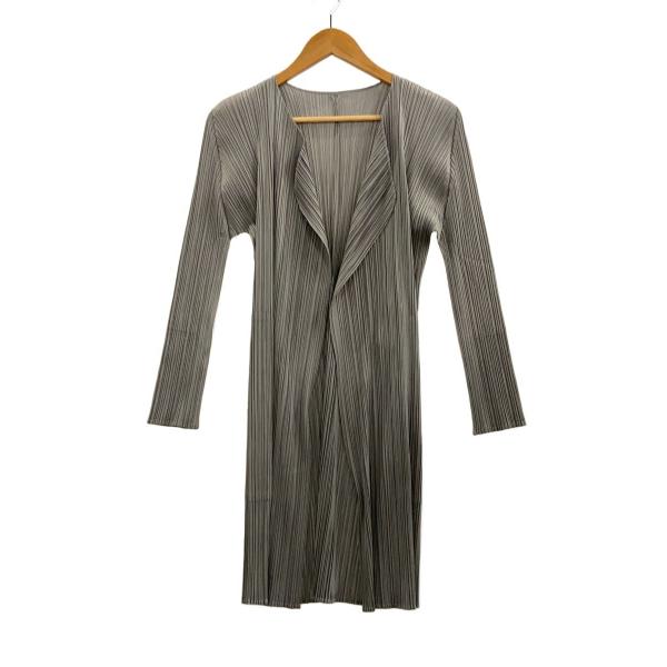 PLEATS PLEASE ISSEY MIYAKE◆カーディガン(薄手)/3/ポリエステル/GRY...