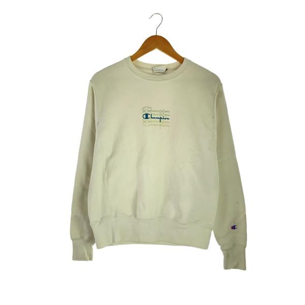 Champion◆青タグ/REVERSE WEAVE/スウェット/S/コットン/WHT