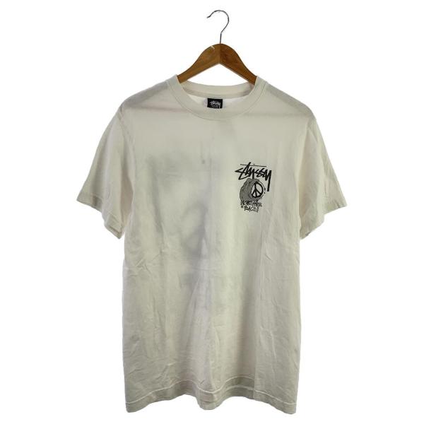 STUSSY◆PEACE HAND/USA製/Tシャツ/M/コットン/WHT