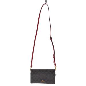 COACH◆ショルダーウォレット/シグネチャー/ショルダーバッグ/PVC/RED/3036