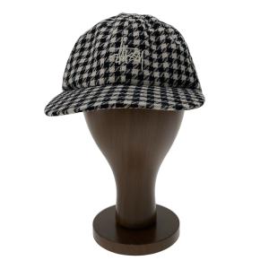 STUSSY◆キャップ/FREE/ポリエステル/GRY/チェック/メンズ/千鳥/ワンポイントロゴ