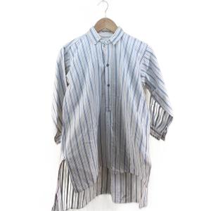 EURO VINTAGE◆30s〜/スモックシャツ/トップ貝殻ボタン/長袖シャツ/--/コットン/WHT/ストライプ//