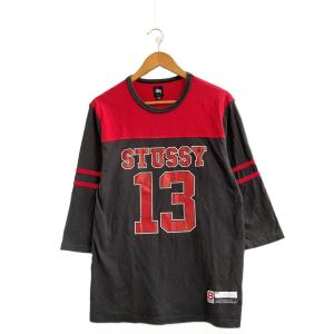 STUSSY◆13プリント/長袖ゲームTシャツ/S/コットン/BLK//